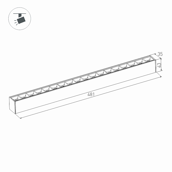 Светильник MAG-LASER-45-L480-18W Warm3000 (BK, 15 deg, 24V, DALI) (Arlight, IP20 Металл, 5 лет) Lednikoff