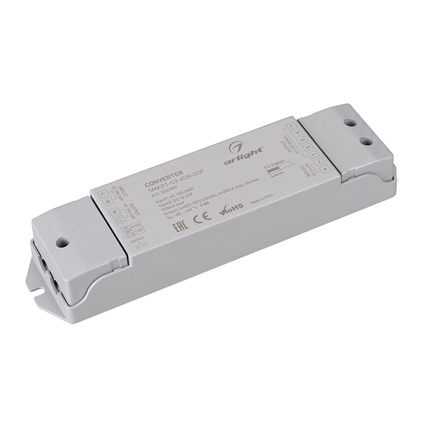 Конвертер SMART-C3-4CH-SUF (12-24V, RF-0/1-10V, 2.4G) (Arlight, IP20 Пластик, 5 лет) Lednikoff