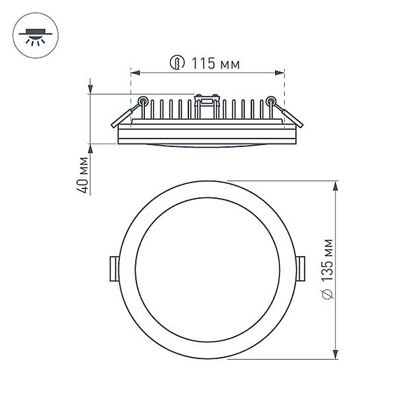 Светодиодная панель LTD-135SOL-20W Warm White (Arlight, IP44 Пластик, 3 года) Lednikoff