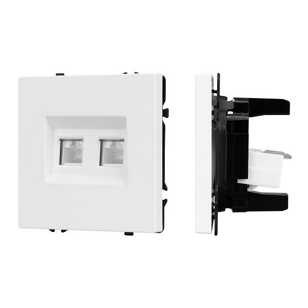 Механизм сдвоенной компьютерной розетки SCT-NOBE-MPC2-SFPL-WH (RJ-45, CAT6) (Arlight, Белый кварц) Lednikoff