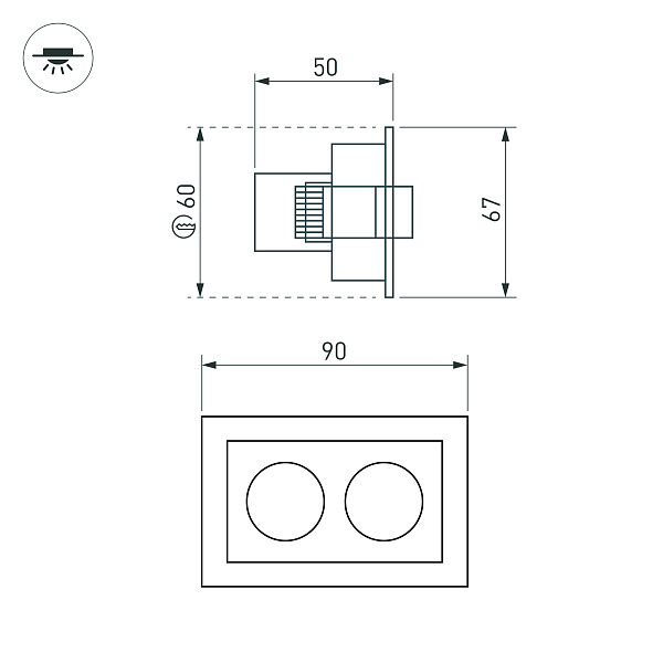 Светильник MS-ORIENT-BUILT-TURN-TC-S67x90-5W Warm3000 (BK-BK, 30 deg, 230V) (Arlight, IP20 Металл, 5 лет) Lednikoff