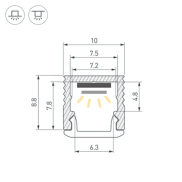 Профиль SL-MINI-10-2000 BLACK (Arlight, Алюминий) Lednikoff