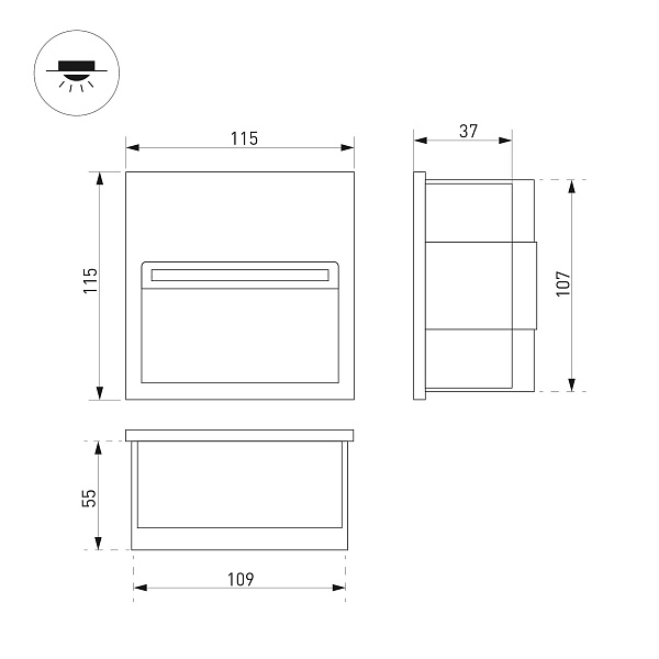 Светильник LTD-TRAIL-S115x115-4W Warm3000 (GR, 70 deg, 230V) (Arlight, IP65 Металл, 3 года) Lednikoff