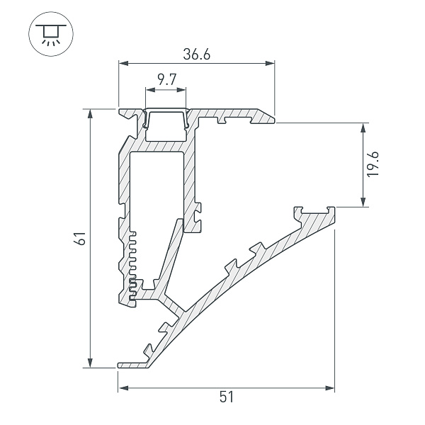 Профиль SHELF-600-2000 ANOD (Arlight, Алюминий) Lednikoff