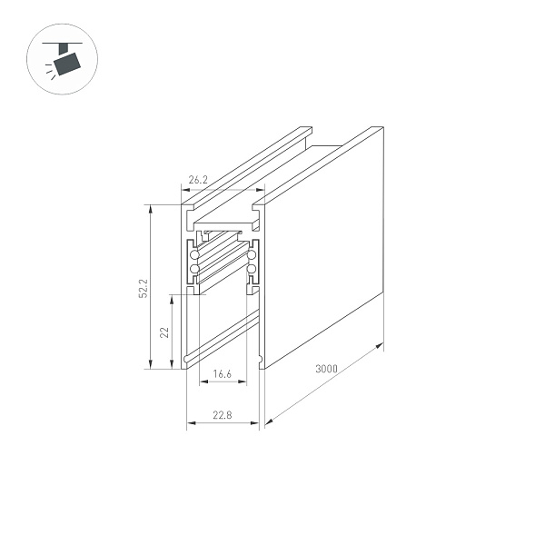 Трек MAG-ORIENT-TRACK-2652-3000 (WH) (Arlight, IP20 Металл, 3 года)