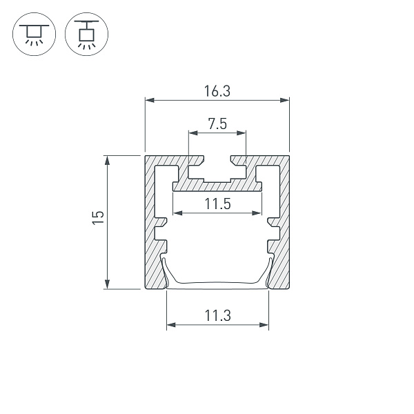 Профиль PDS-ZM-PLUS-2000 ANOD (Arlight, Алюминий) Lednikoff