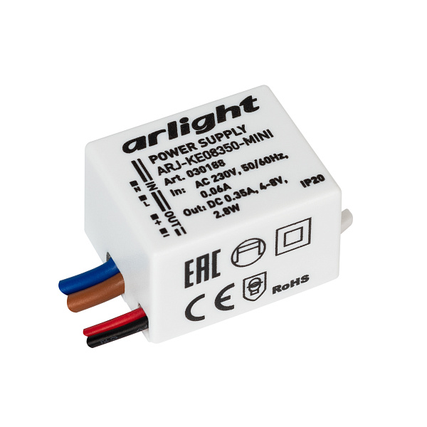 Блок питания ARJ-KE08350-MINI (2.8W, 350mA) (Arlight, IP20 Пластик, 5 лет) Lednikoff
