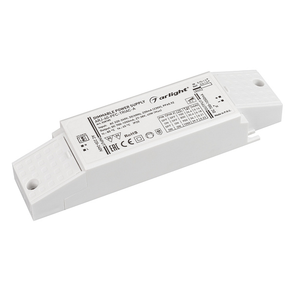 Блок питания ARJ-40-PFC-TRIAC-A (40W, 700-1050mA) (Arlight, IP20 Пластик, 5 лет) Lednikoff