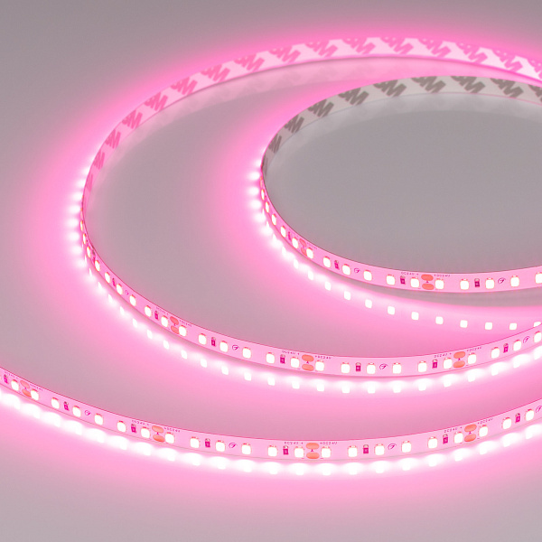 Светодиодная лента RT-A120-8mm 24V Pink (9.6 W/m, IP20, 2835, 5m) (Arlight, -) Lednikoff