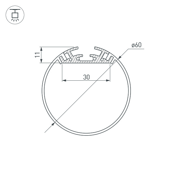 Профиль SL-ROUND-D60-2000 ANOD (Arlight, Алюминий) Lednikoff