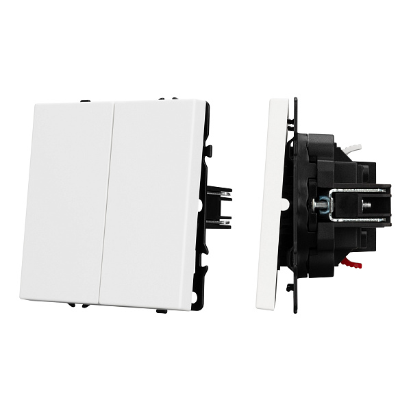 Механизм выключателя двухклавишный проходной SWT-NOBE-MKP2-SFPL-WH (230V, 10A) (Arlight, Белый кварц) Lednikoff