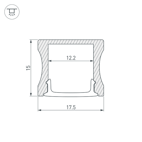 Профиль с экраном ALU-SLIM-H15-2000 ANOD+FROST (Arlight, Алюминий) Lednikoff