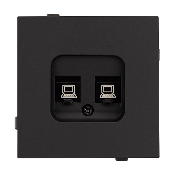 Механизм компьютерной розетки двойной SCT-TENDO-MPC2-SFPL-BK (RJ-45, CAT6) (Arlight, Матовый черный) Lednikoff
