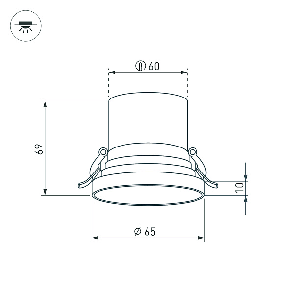 Светильник MS-VOLCANO-BUILT-R65-6W Warm3000 (WH, 38 deg, 230V) (Arlight, IP20 Металл, 5 лет) Lednikoff