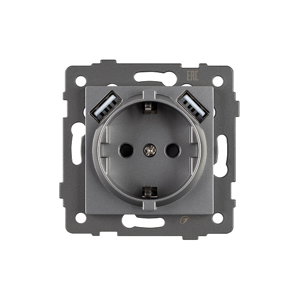 Механизм розетки с USB зарядкой SCT-MUAA-PL-GR-V (250V, 16A) (Arlight, -) Lednikoff