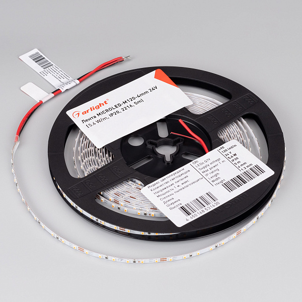 Светодиодная лента MICROLED-M120-4mm 24V Day4000 (5.4 W/m, IP20, 2216, 5m) (Arlight, узкая) Lednikoff