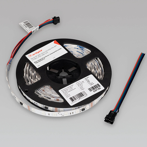 Светодиодная лента SPI-B60-10mm 24V RGB-PX6-BPT (12 W/m, IP20, 5060, 5m) (Arlight, бегущий огонь) Lednikoff