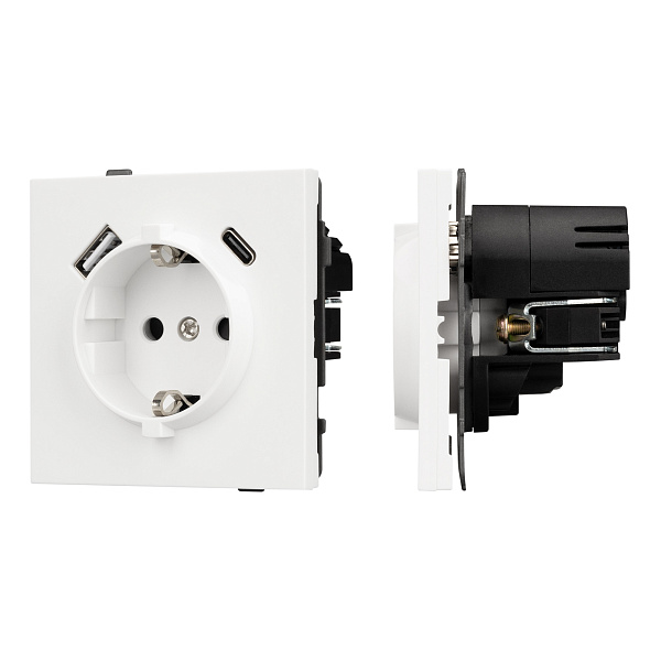 Механизм розетки с USB зарядкой SCT-TENDO-MUAC-SFPL-WH (230V, 16A) (Arlight, Матовый белый) Lednikoff