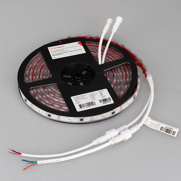 Светодиодная лента герметичная SPI-PFS-B60-12mm 12V RGB-PX3-BPT (12 W/m, IP68, 5060, 5m) (Arlight, бегущий огонь) Lednikoff
