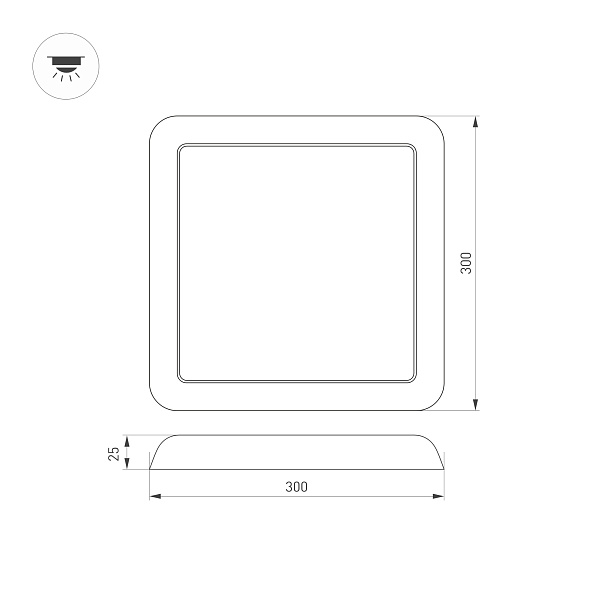 Светильник CL-FIOKK-S300x300-25W Day4000-MIX (WH, 120 deg, 230V) (Arlight, IP44 Пластик, 3 года) Lednikoff