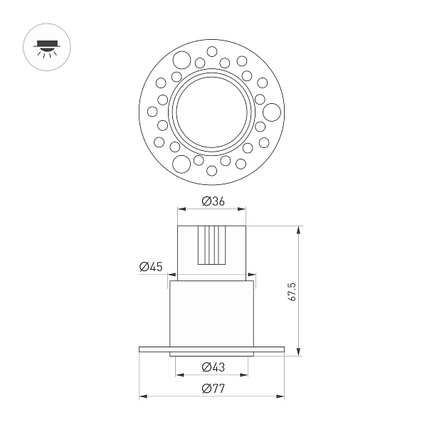 Светильник MS-INVISIO-TRIMLESS-R45-10W Warm3000 (WH-WH, 36 deg, 230V) (Arlight, IP54 Металл, 5 лет) Lednikoff