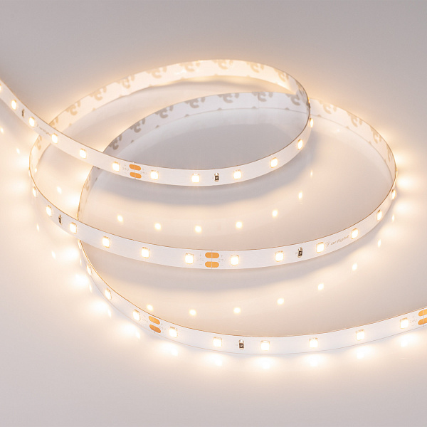 Светодиодная лента RT-A60-8mm 24V Warm3500 (4.8 W/m, IP20, 2835, 5m) (Arlight, Открытый) Lednikoff
