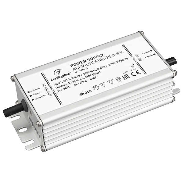 Блок питания ARPV-UH24100-PFC-55C (24V, 4.2A, 100W) (Arlight, IP67 Металл, 5 лет) Lednikoff