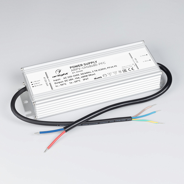 Блок питания ARPV-UH48480-PFC (48V, 10A, 480W) (Arlight, IP67 Металл, 7 лет) Lednikoff