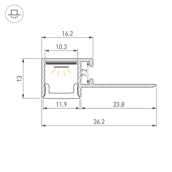 Профиль FANTOM-BENT-W12-TOP-EDGE-2000 ANOD (Arlight, Алюминий) Lednikoff