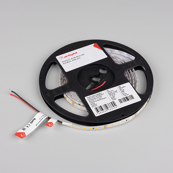 Светодиодная лента UL-A120-8mm 24V Warm2400 (9.6 W/m, IP20, 5m) (Arlight, 7 лет) Lednikoff
