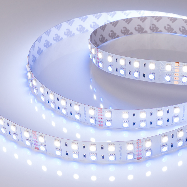 Светодиодная лента RT 2-5000 24V RGB-White 2x2 (5060, 720 LED, LUX) (Arlight, 32 Вт/м, IP20) Lednikoff