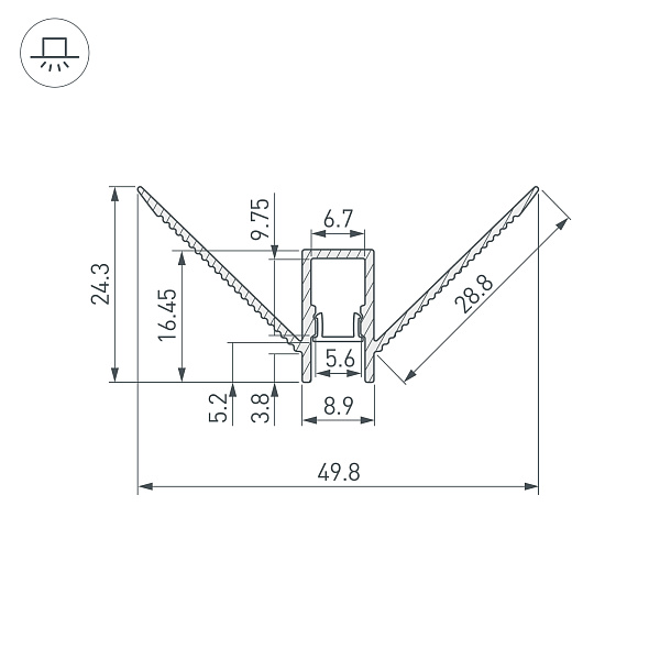 Профиль DECORE-S6-EXT-COMFORT-2000 ANOD внешний (Arlight, Алюминий) Lednikoff