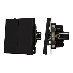 Механизм выключателя двухклавишный непроходной SWT-TENDO-MK02-SFPL-BK (230V, 10A) (Arlight, Матовый черный)