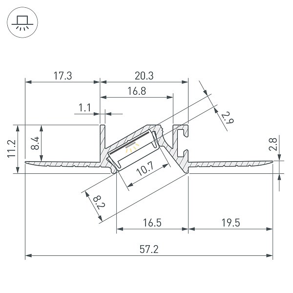 Профиль PDS-BEVEL-F-HIDE-2000 (Arlight, Алюминий) Lednikoff
