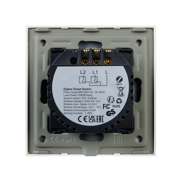 Выключатель сенсорный SWT-OMALI-S02-ZB-WH (250V, 10A, Zigbee) (Arlight, Стекло) Lednikoff