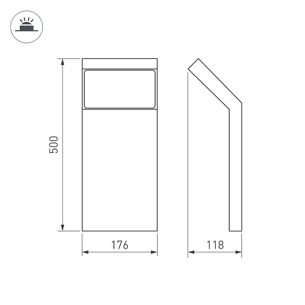 Светильник LGD-ECRAN-BOLL-H500-9W Warm3000 (GR, 108 deg, 230V) (Arlight, IP65 Металл, 3 года) Lednikoff