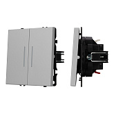 ARL NOBE Выключатель проходной 2 кл подсветка софт-тач никель SWT-MKP2-SFPL-L-IS (250V, 10A) (Arlight, -)
