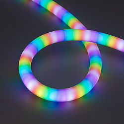 Светодиодная лента герметичная SPI MOONLIGHT-BLACK-SIDE-G180-D25mm 12V RGB-PX2 (21.6 W/m, IP65, 5m, wire x1) (Arlight, Вывод боковой, 3 года)