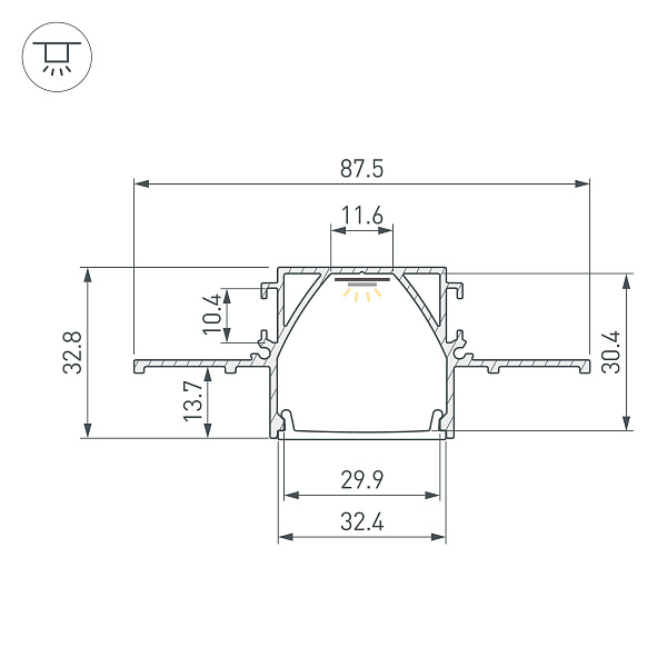 Профиль LINIA32-FANTOM-MID-2000 ANOD (Arlight, Алюминий) Lednikoff