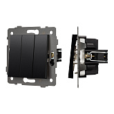 Механизм выключателя трехклавишный непроходной SWT-MK03-PL-BK-V (250V, 10A) (Arlight, -)