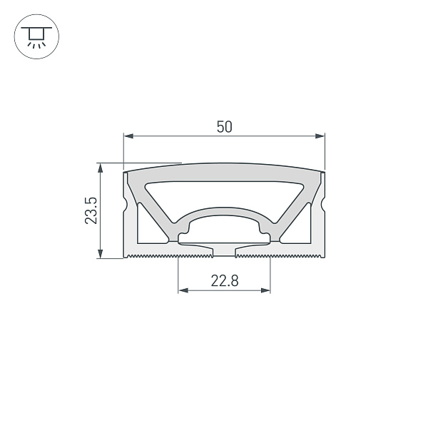 Силиконовый профиль WPH-FLEX-5025-TOP-S23-5m WHITE (Arlight, Силикон) Lednikoff