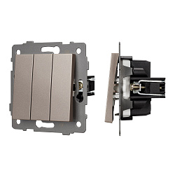 Механизм выключателя трехклавишный непроходной SWT-MK03-PL-GD-V (250V, 10A) (Arlight, -)