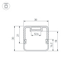 Профиль с экраном LINE-D-3030-2000 SQUARE OLIVE GREY+OPAL  (Arlight, Алюминий) Lednikoff