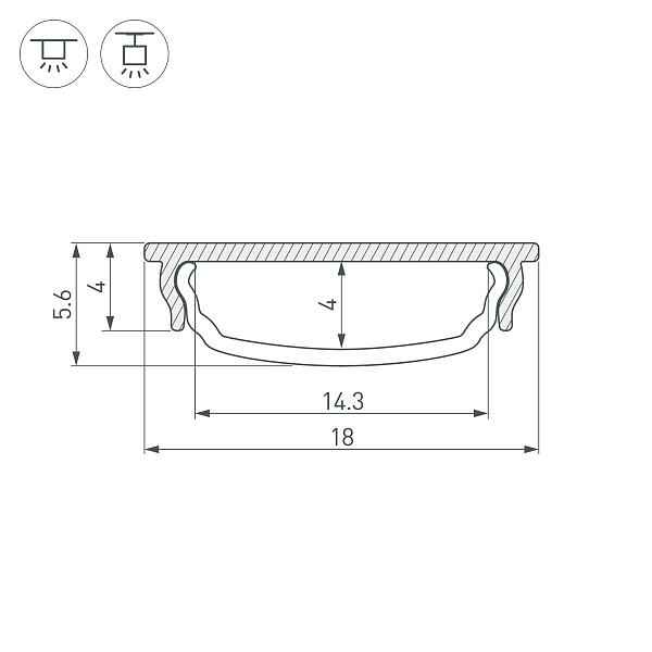 Профиль ARH-BENT-W18-2000 ANOD BLACK (Arlight, Алюминий) Lednikoff