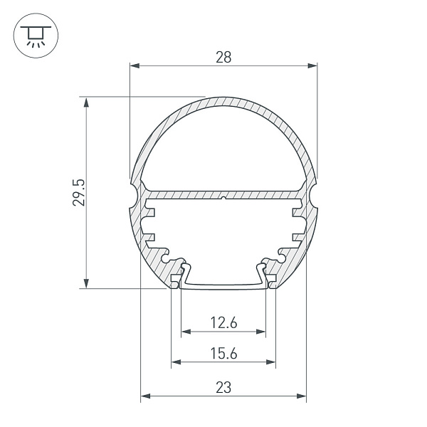 Профиль TOP-OVAL-2000 ANOD (K13, P15) (Arlight, Алюминий) Lednikoff