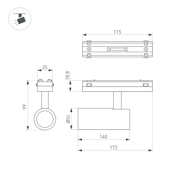 Светильник MAG-VIBE-SPOT-R55-18W Day4000 (WH, 24 deg, 48V) (Arlight, IP20 Металл, 5 лет) Lednikoff