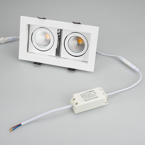 Светильник CL-KARDAN-S180x102-2x9W Warm (WH, 38 deg) (Arlight, IP20 Металл, 3 года) Lednikoff