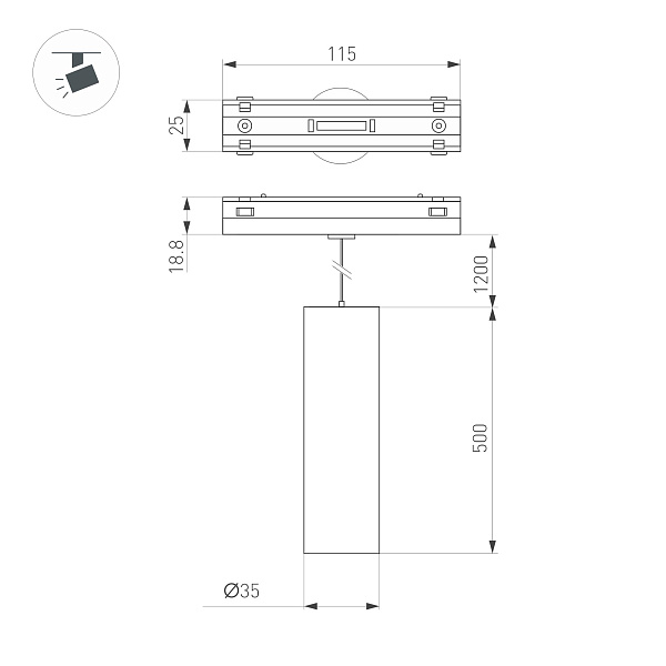 Светильник MAG-VIBE-SPOT-HANG-R35-10W Warm3000 (WH, 24 deg, 48V) (Arlight, IP20 Металл, 5 лет)
