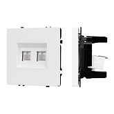 ARL NOBE Розетка компьютерная двойная софт-тач белый кварц SCT-MPC2-SFPL-WH (2хRJ-45, CAT6) (Arlight, -)