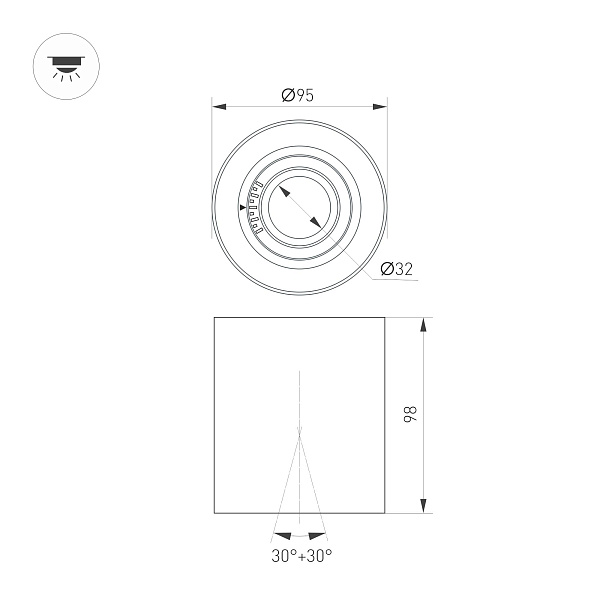 Светильник SP-ACENTO-R95-10W Warm3000 (BK, 20-45 deg, 230V) (Arlight, IP20 Металл, 5 лет) Lednikoff